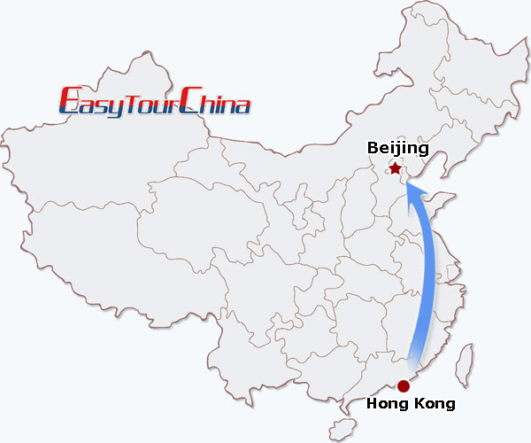China travel map - Hong Kong Beijing Tour